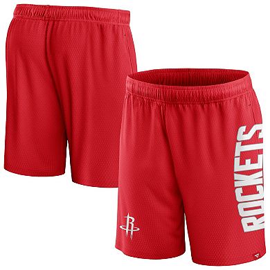 Men's Fanatics Branded Red Houston Rockets Post Up Mesh Shorts