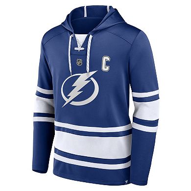 Men's Fanatics Branded Steven Stamkos Blue Tampa Bay Lightning Name & Number Lace-Up Pullover Hoodie
