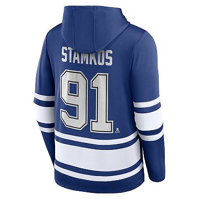 Men's Fanatics Branded Steven Stamkos Blue Tampa Bay Lightning Name & Number Lace-Up Pullover Hoodie