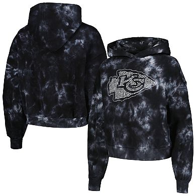 Women's The Wild Collective  Black Kansas City Chiefs Tie-Dye Cropped Pullover Hoodie