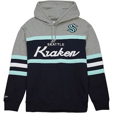 Men's Mitchell & Ness Deep Sea Blue/Gray Seattle Kraken Head Coach Pullover Hoodie