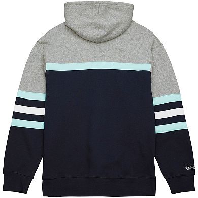 Men's Mitchell & Ness Deep Sea Blue/Gray Seattle Kraken Head Coach Pullover Hoodie