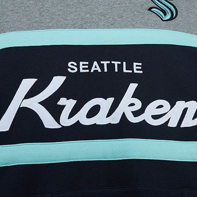 Men's Mitchell & Ness Deep Sea Blue/Gray Seattle Kraken Head Coach Pullover Hoodie