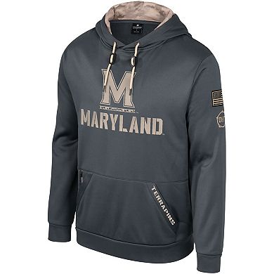 Men's Colosseum Charcoal Maryland Terrapins OHT Military Appreciation Pullover Hoodie