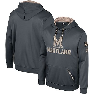 Men's Colosseum Charcoal Maryland Terrapins OHT Military Appreciation Pullover Hoodie