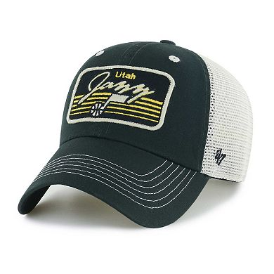 Men's '47 Black Utah Jazz Five Point Patch Clean Up Adjustable Hat