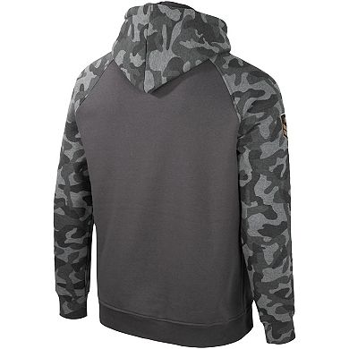 Men's Colosseum Charcoal Michigan State Spartans OHT Military Appreciation Camo Raglan Pullover Hoodie