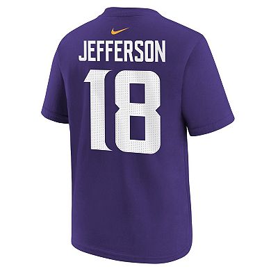 Youth Nike Justin Jefferson Purple Minnesota Vikings Player Name & Number T-Shirt