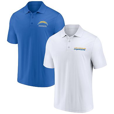Men's Fanatics Branded White/Powder Blue Los Angeles Chargers Lockup Two-Pack Polo Set