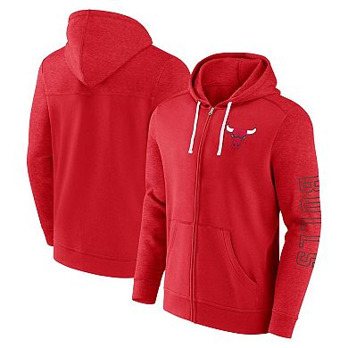 Men's Fanatics Branded Red Chicago Bulls Offensive Line Up Full-Zip Hoodie