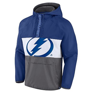 Men's Fanatics Branded Blue Tampa Bay Lightning Flagrant Foul Anorak Raglan Half-Zip Hoodie Jacket