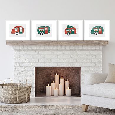 Big Dot of Happiness Camper Christmas - Unframed Red and Green Holiday Linen Paper Wall Art - Set of 4 - Artisms - 8 x 10 inches