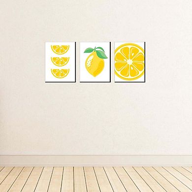 Big Dot of Happiness So Fresh - Lemon - Citrus Lemonade Kitchen Wall Art, Nursery Decor and Restaurant Decorations - 7.5 x 10 inches - Set of 3 Prints