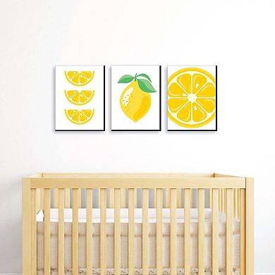 Big Dot of Happiness So Fresh - Lemon - Citrus Lemonade Kitchen Wall Art, Nursery Decor and Restaurant Decorations - 7.5 x 10 inches - Set of 3 Prints