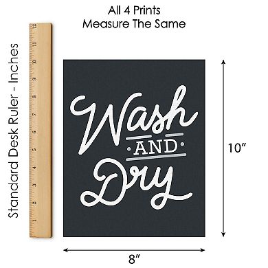 Big Dot of Happiness Wash and Dry - Unframed Laundry Room Linen Paper Wall Art - Set of 4 - Artisms - 8 x 10 inches