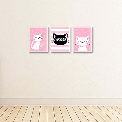 Big Dot of Happiness Purr-fect Kitty Cat - Kitten Meow Nursery Wall Art and Kids Room Decorations - Gift Ideas - 7.5 x 10 inches - Set of 3 Prints