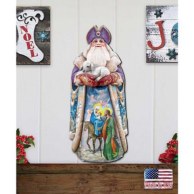 Santa And the Guardian Angels Door Decor by G. DeBrekht - Christmas Decor