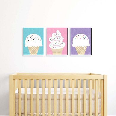 Big Dot of Happiness Scoop Up the Fun - Ice Cream - Sprinkles Kitchen Wall Art, Nursery Decor and Restaurant Decor - 7.5 x 10 inches - Set of 3 Prints