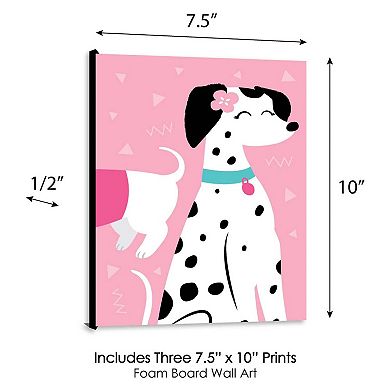Big Dot of Happiness Pawty Like a Puppy Girl - Pink Dog Nursery Wall Art and Kids Room Decorations - Gift Ideas - 7.5 x 10 inches - Set of 3 Prints