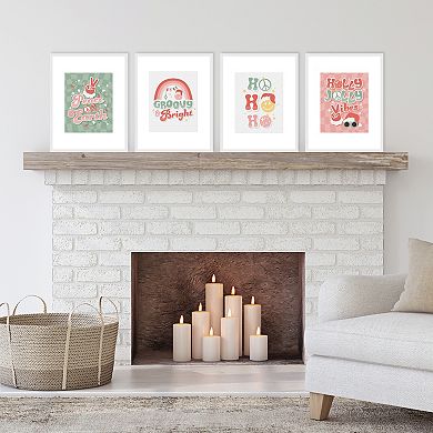 Big Dot of Happiness Groovy Christmas - Unframed Pastel Holiday Linen Paper Wall Art - Set of 4 - Artisms - 8 x 10 inches