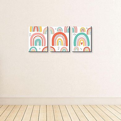 Big Dot of Happiness Hello Rainbow - Boho Nursery Wall Art and Kids Room Decor - 7.5 x 10 inches - Set of 3 Prints