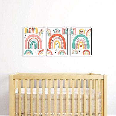 Big Dot of Happiness Hello Rainbow - Boho Nursery Wall Art and Kids Room Decor - 7.5 x 10 inches - Set of 3 Prints