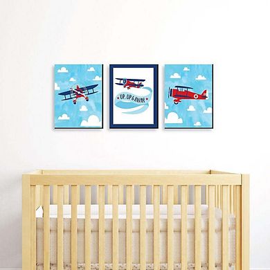 Big Dot of Happiness Taking Flight - Airplane - Vintage Plane Baby Boy Wall Art and Kids Room Decor - Gift Ideas - 7.5 x 10 inches - Set of 3 Prints