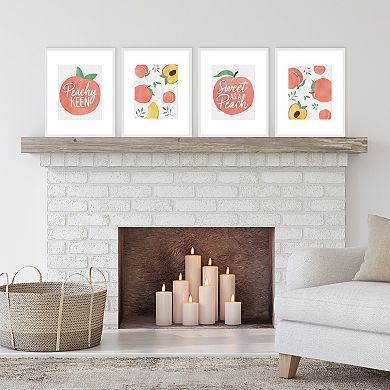 Big Dot of Happiness Sweet as a Peach - Unframed Fruit Kitchen Linen Paper Wall Art - Set of 4 - Artisms - 8 x 10 inches