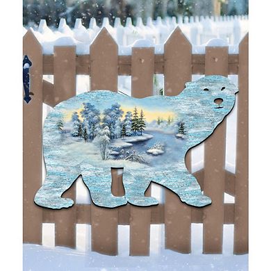 Polar Bear Vintage Wildlife Door Decor - G. DeBrekht - Wildlife Holiday Decor