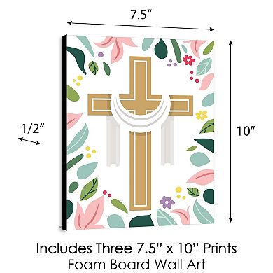 Big Dot of Happiness Religious Easter - Cross Wall Art and He is Risen Room Decor - 7.5 x 10 inches - Set of 3 Prints