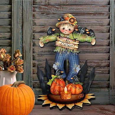 No Crows Scarecrow Halloween Door Decor by J. Mills-Price - Thanksgiving Halloween Decor