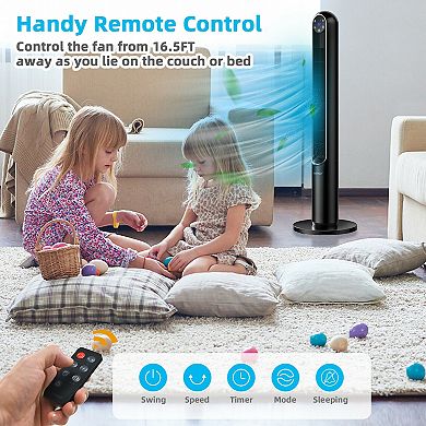 42 Inch 80 Degree Tower Fan with Smart Display Panel and Remote Control