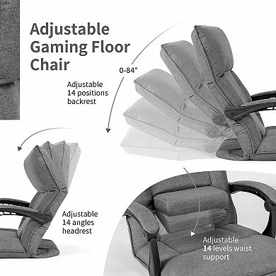 14-Position Adjusting Lazy Sofa Chair with Waist Pillow and Armrests