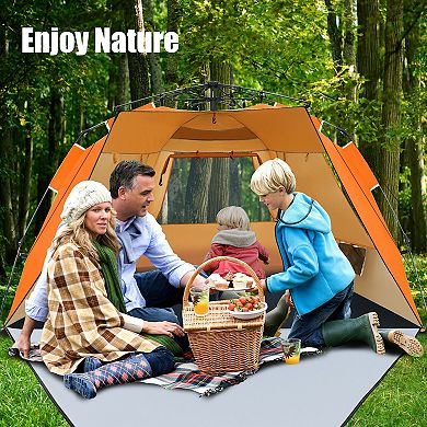 3-4 Person Easy Pop Up Beach Tent UPF 50+ Portable Sun Shelter