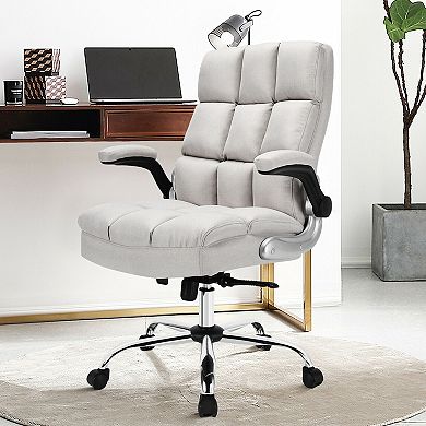 Adjustable Swivel Office Chair with High Back and Flip-up Arm for Home and Office