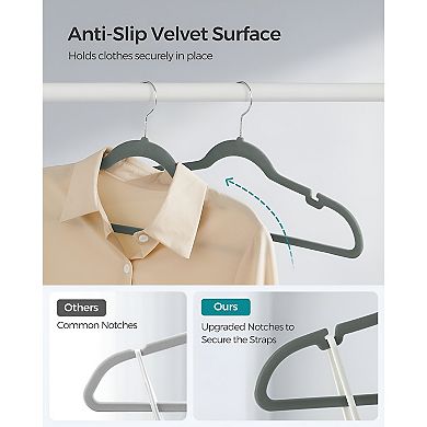 50-Pack Velvet Coat Hangers with Shoulder Notches - Space-Saving, Secure Grip