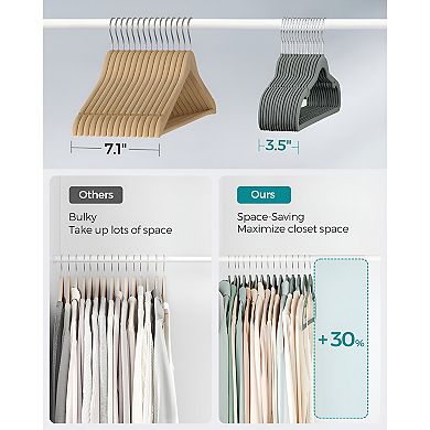 50-Pack Velvet Coat Hangers with Shoulder Notches - Space-Saving, Secure Grip