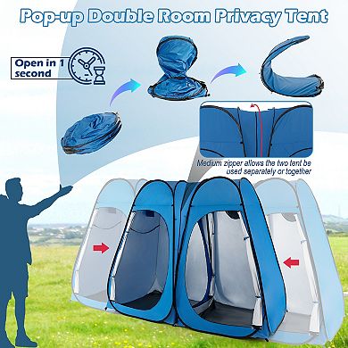 Oversized Pop Up Shower Tent with Window Floor and Storage Pocket