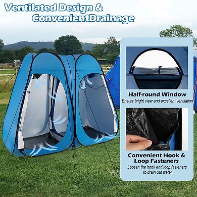 Oversized Pop Up Shower Tent with Window Floor and Storage Pocket