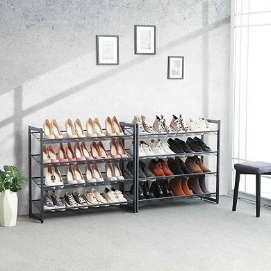 8-Tier Shoe Rack, Set of 2 Stackable 4-Tier Shoe Organizers, Metal Mesh Shoe Shelf Storage