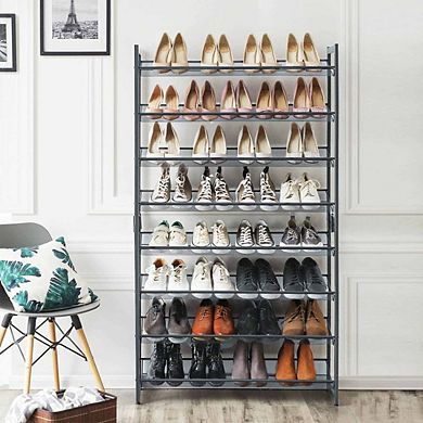 8-Tier Shoe Rack, Set of 2 Stackable 4-Tier Shoe Organizers, Metal Mesh Shoe Shelf Storage