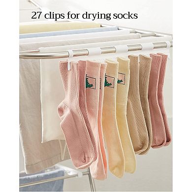 Foldable 2-level Stable Clothes Drying Rack, With Height-adjustable Gull wings, For Bed Linen