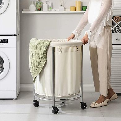 Laundry Hamper On Wheels, With Steel Frame And Removable Bag
