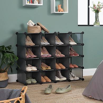 Shoe Rack, Space Saving 15-cube Plastic Shoe Storage Organizer Units, Modular Cabinet, Ideal