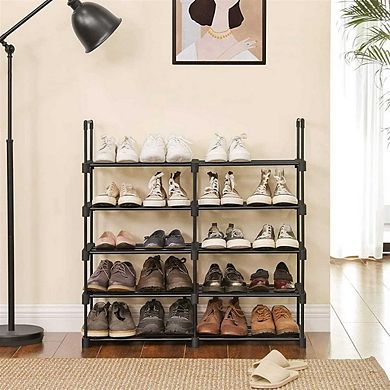 Large 10-Shelf Shoe Rack, Iron Shoe Storage Organizer, Customizable Design