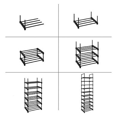 Large 10-Shelf Shoe Rack, Iron Shoe Storage Organizer, Customizable Design