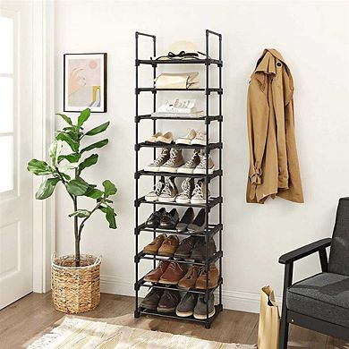 Large 10-Shelf Shoe Rack, Iron Shoe Storage Organizer, Customizable Design