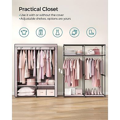 Closet Storage Organizer, Portable Wardrobe With Hanging Rods, Clothes Rack, Foldable, Cloakroom