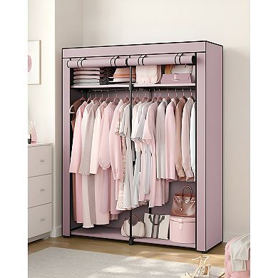 Closet Storage Organizer, Portable Wardrobe With Hanging Rods, Clothes Rack, Foldable, Cloakroom