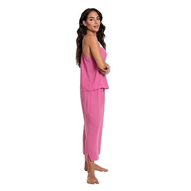 Women's Lilac+London Solid Pajama Cami Top and Pajama Crop Pant Set